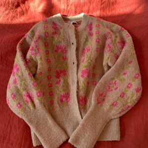 Zara Pink and Green Floral Cardigan